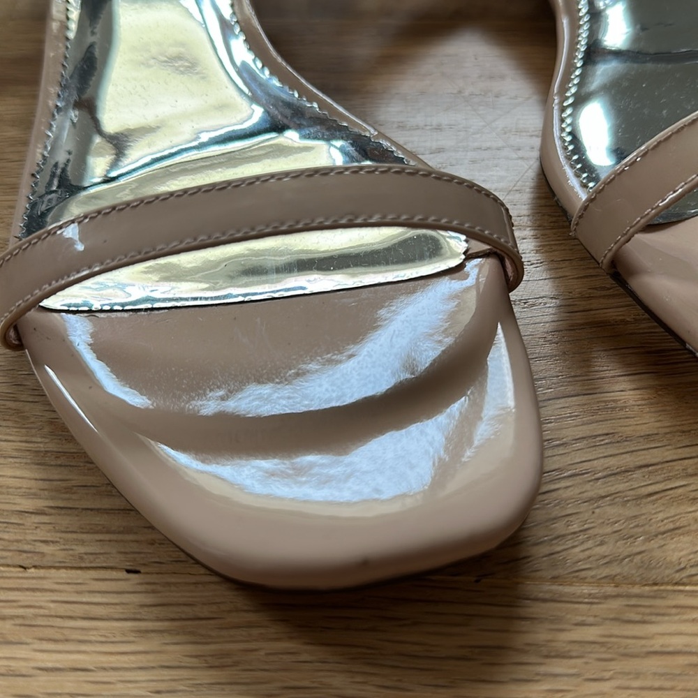 J Crew strappy sandals patent dusty pink taupe size 8.5, adjustable ankle strap - Picture 5 of 12